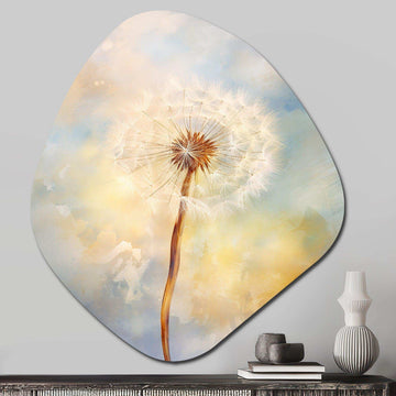 White Dandelion Romantic Impression III - Asymmetric Metal Wall Art